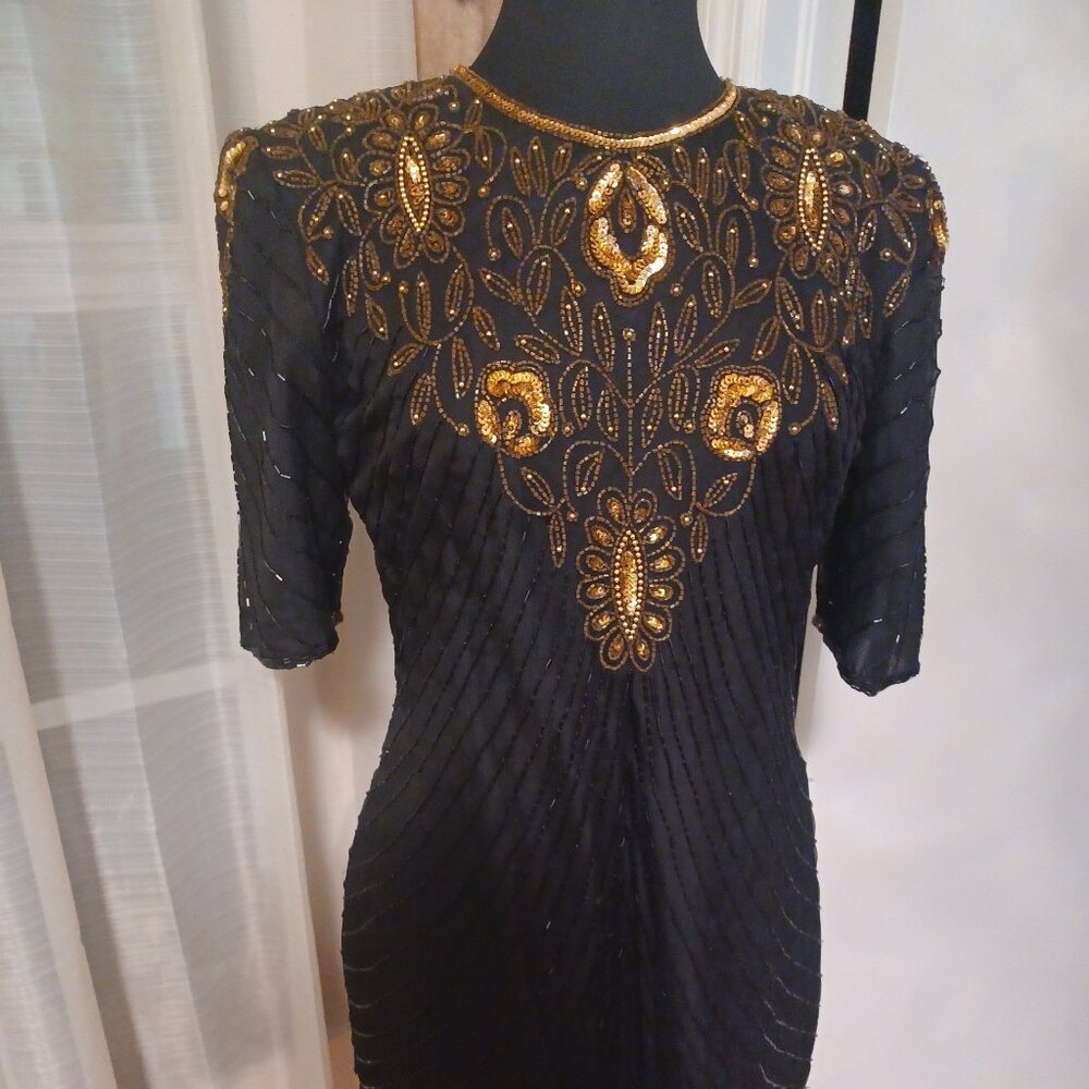 Mark & John by Sam - Silk Beaded Cocktail length dress, Size L